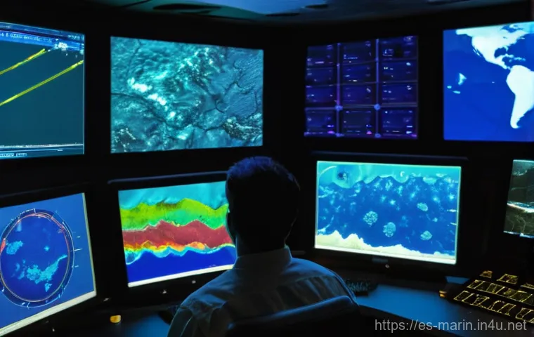 해양 지질학 실습 - **Prompt: "A vibrant, high-resolution, cinematic shot on the deck of a modern oceanographic research...