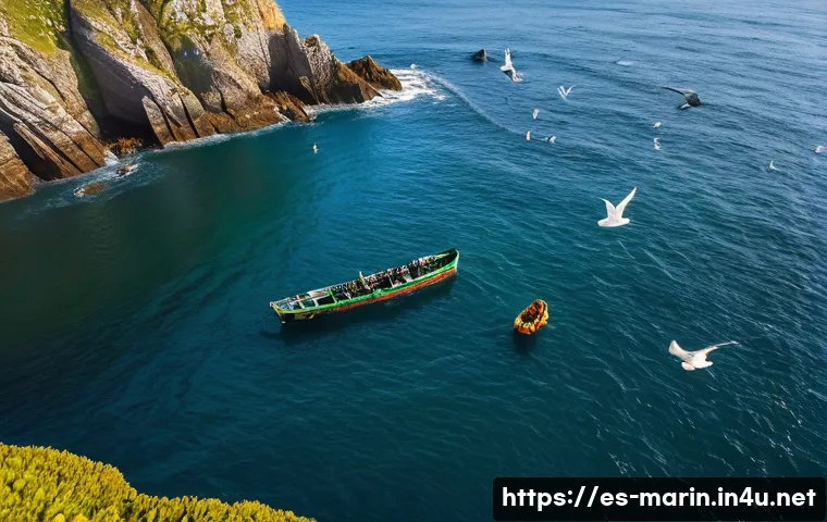 해양 수산자원 관리 - A detailed scene of Galician fishermen using selective fishing techniques on a traditional fishing b...