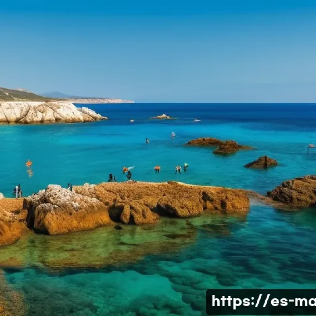 해양 기후 변화 - A vibrant Mediterranean coastal scene showing a diverse marine ecosystem impacted by rising ocean te...