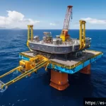 해양 자원 개발 - An advanced underwater extraction platform operating off the coast of Latin America, featuring cutti...