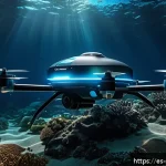 해양학 분석 기법 - A high-tech autonomous underwater drone equipped with multiple high-definition cameras and advanced ...