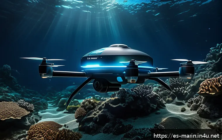 해양학 분석 기법 - A high-tech autonomous underwater drone equipped with multiple high-definition cameras and advanced ...